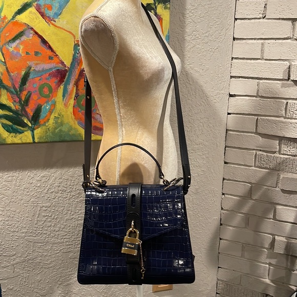 CHLOE' ABY Day Croc Embossed Medium Bag - Picture 3 of 15